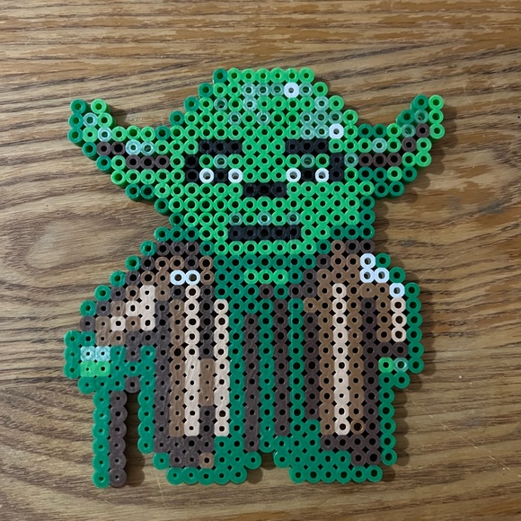 Handmade Star Wars YODA Perler Bead Art Pixel Art - Coaster or Display - Picture 2 of 4